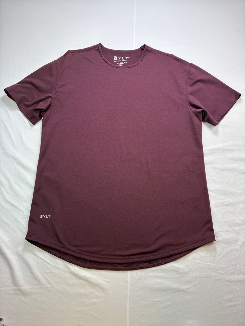 BYLT Premium Basics Men’s Drop Cut Short sleeve Tee in Plum/Burgundy